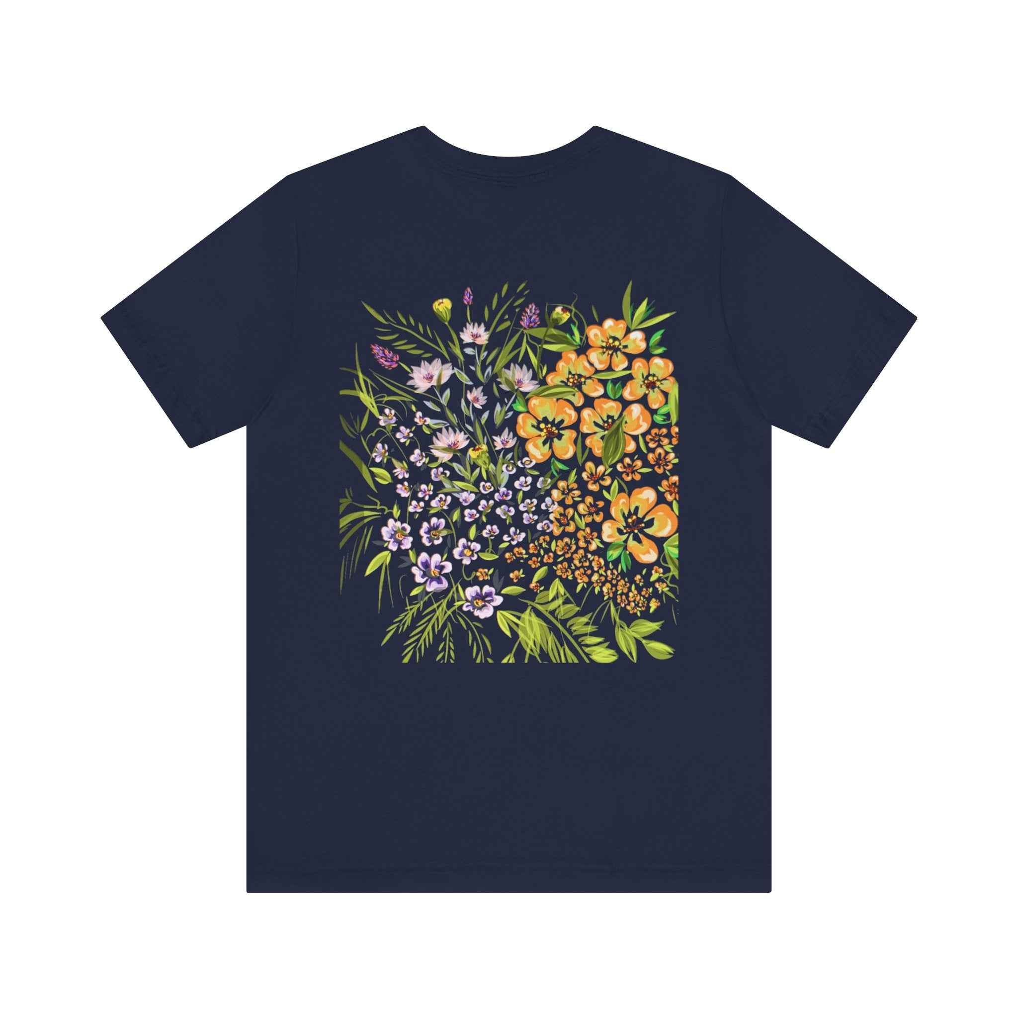 Floral Meadow Tee — Watercolor Wildflower Back Print T-Shirt