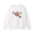 Floral Watercolor Crewneck Sweatshirt — Soft Pastel Blossom Backprint