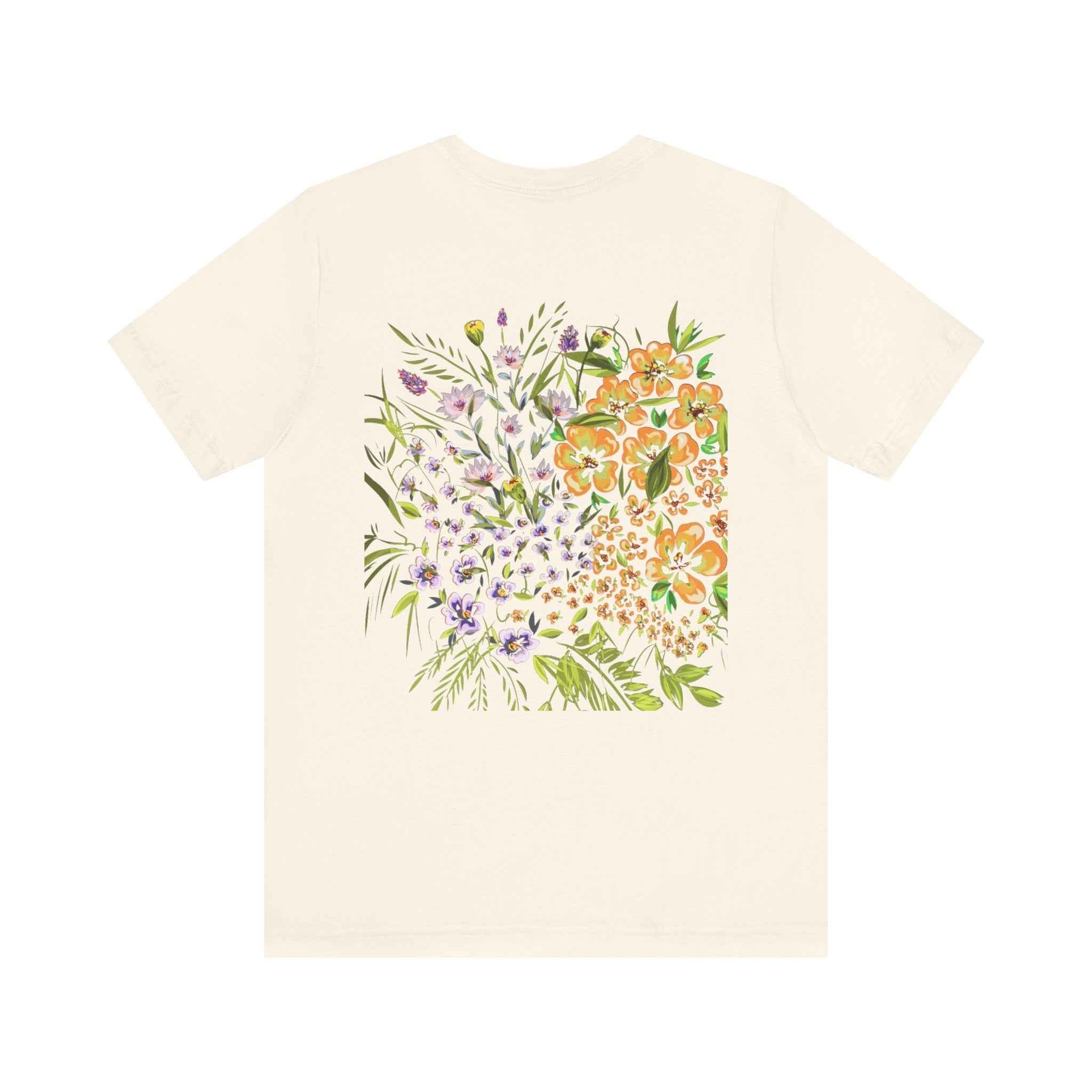 Floral Meadow Tee — Watercolor Wildflower Back Print T-Shirt