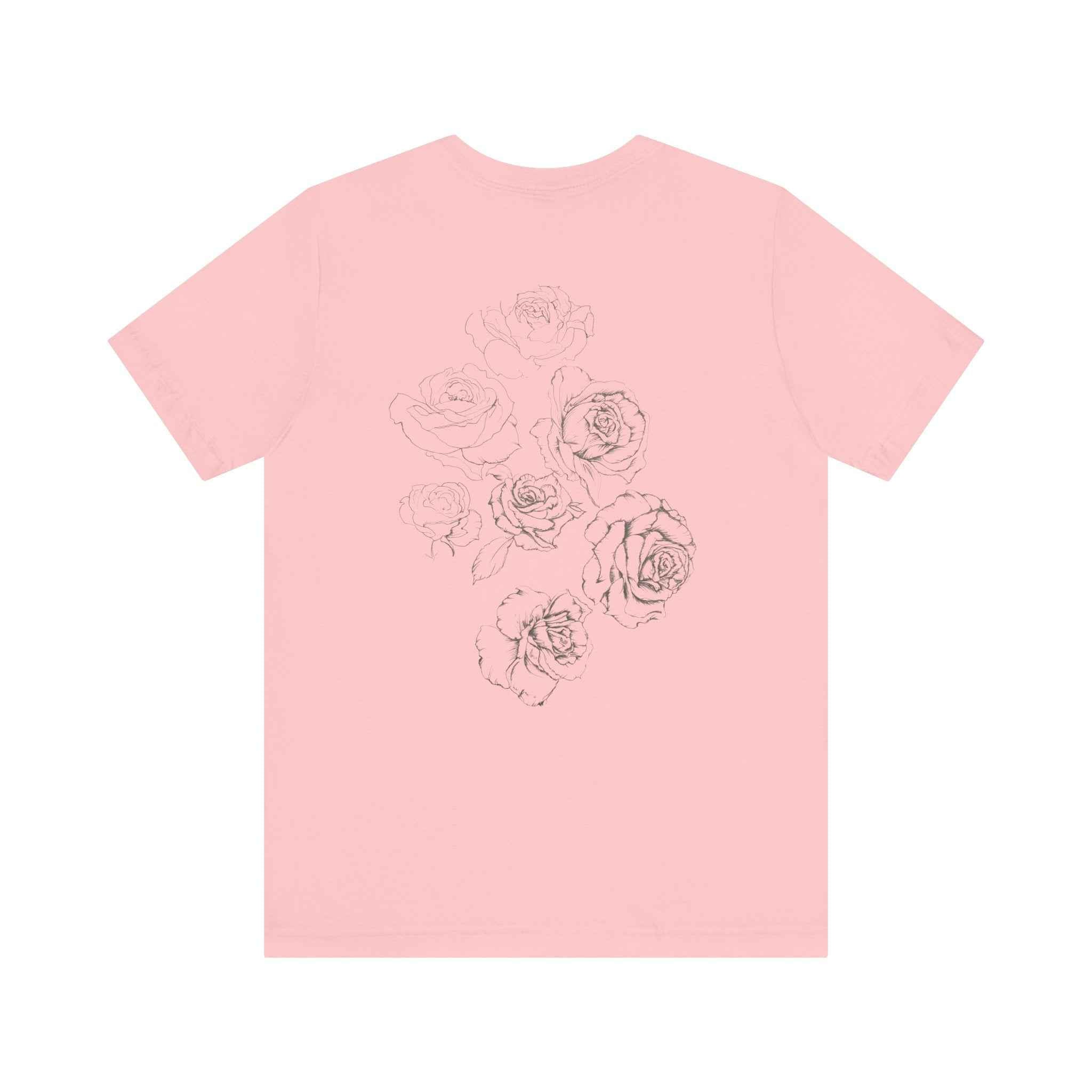 Floral Sketch Tee — Minimal Rose Line Art Short Sleeve T-Shirt