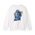 Blue Embrace Couple Art Back Print - Crewneck Sweatshirt