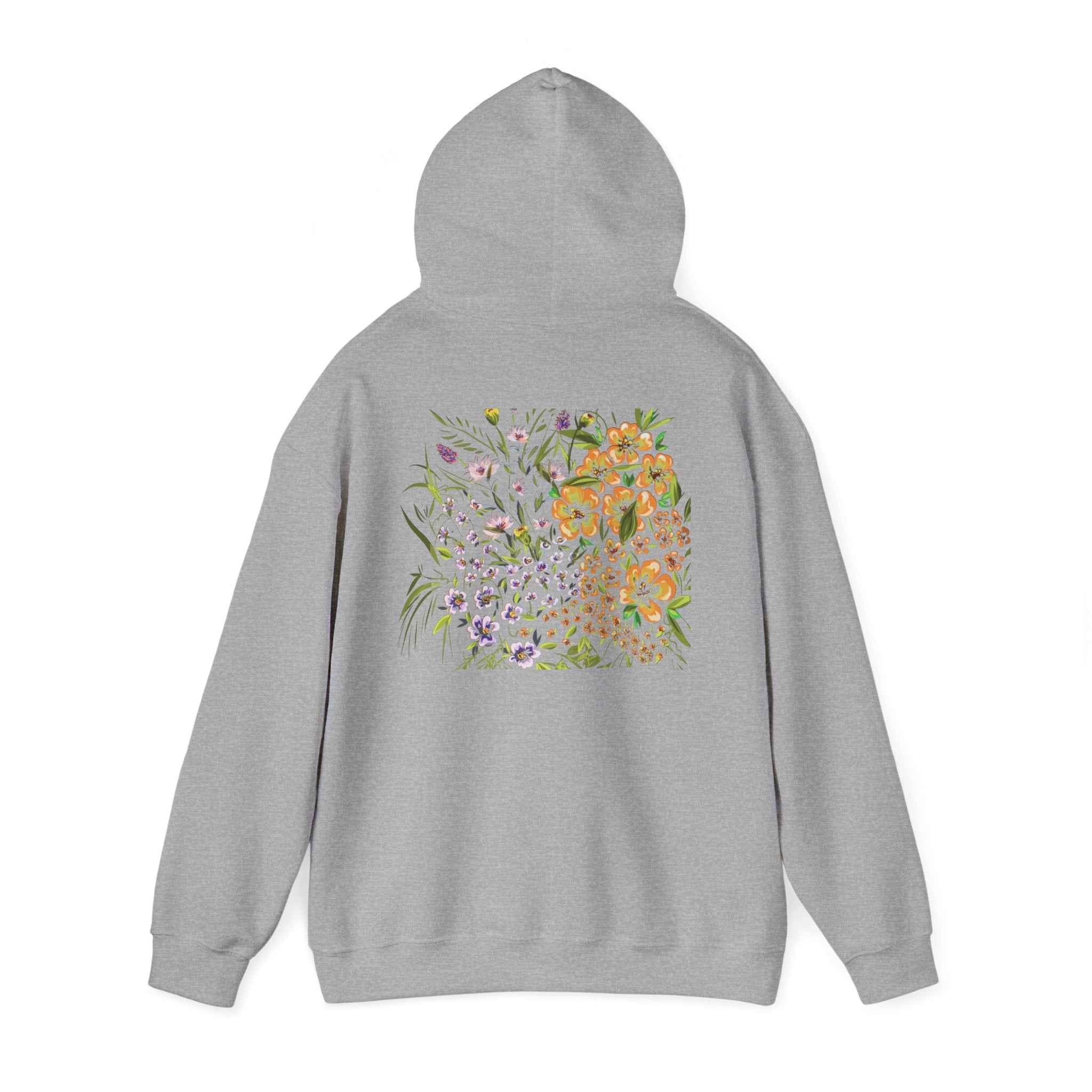 Floral Field Hoodie — Watercolor Wildflower Garden Pullover