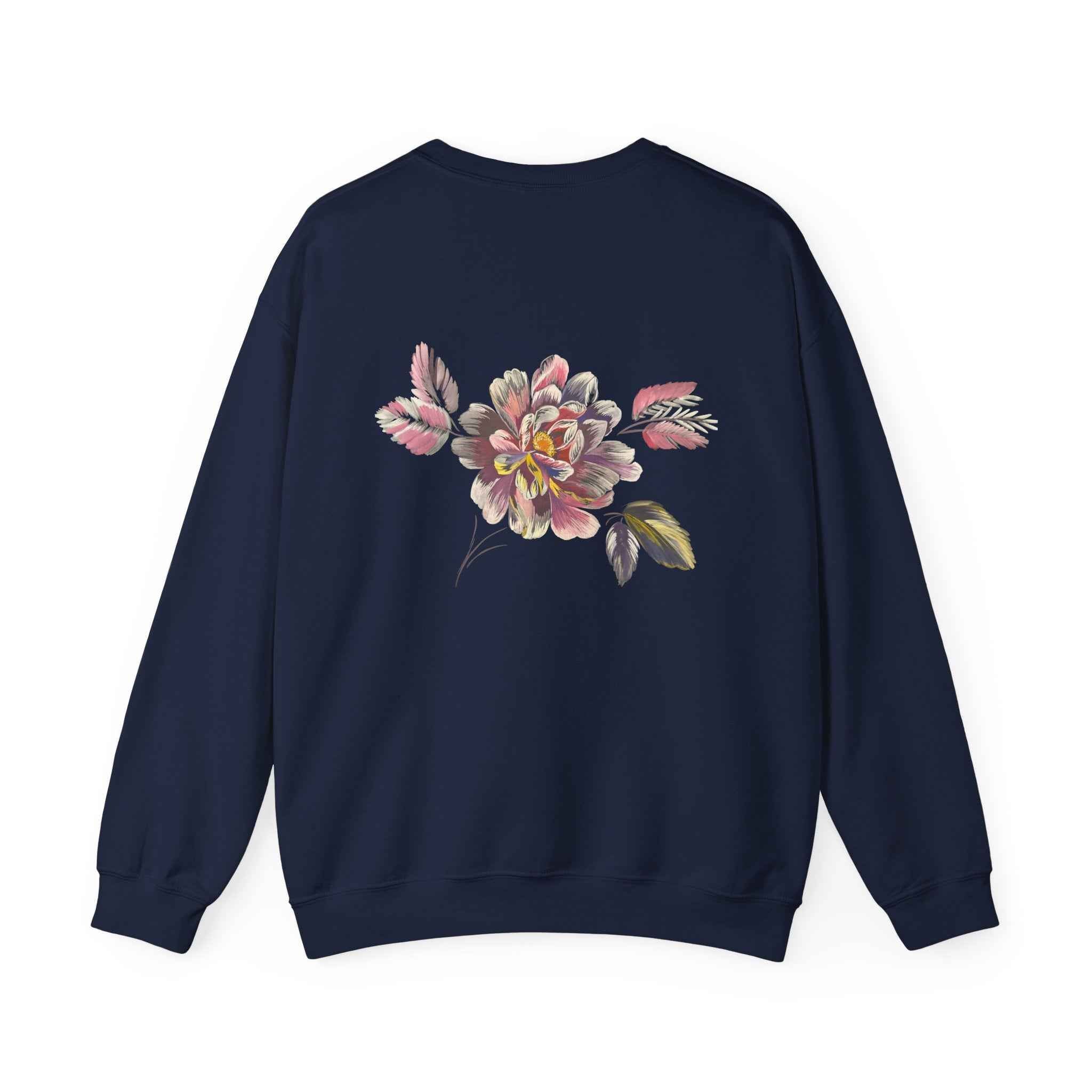 Floral Watercolor Crewneck Sweatshirt — Soft Pastel Blossom Backprint