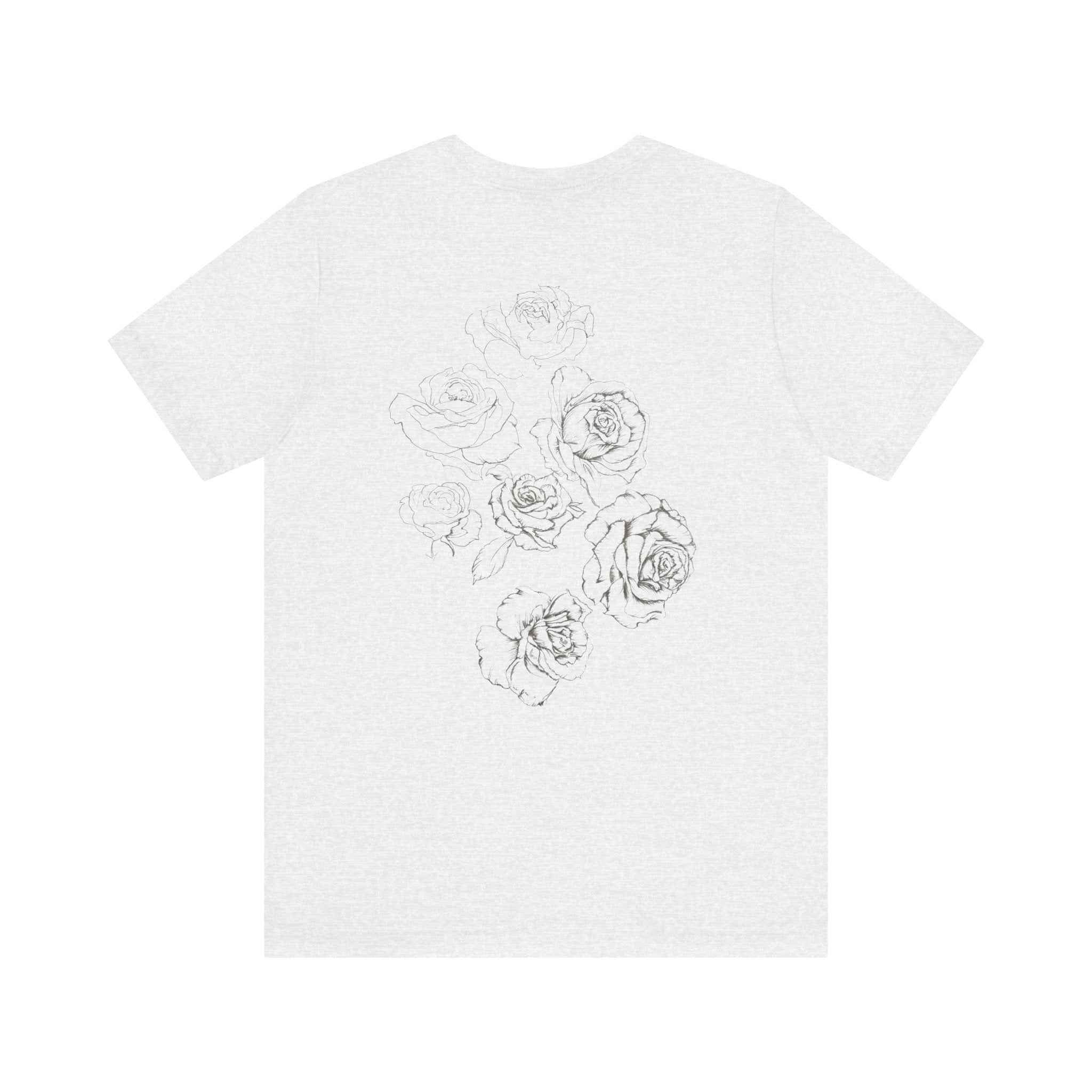 Floral Sketch Tee — Minimal Rose Line Art Short Sleeve T-Shirt