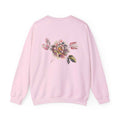 Floral Watercolor Crewneck Sweatshirt — Soft Pastel Blossom Backprint