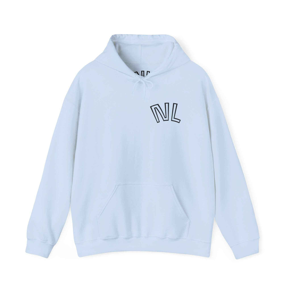 Scenic Ink Nature Hoodie — Minimal Lake & Mountains Graphic