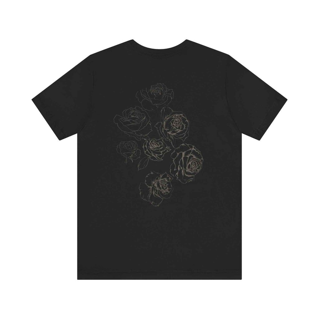 Floral Sketch Tee — Minimal Rose Line Art Short Sleeve T-Shirt