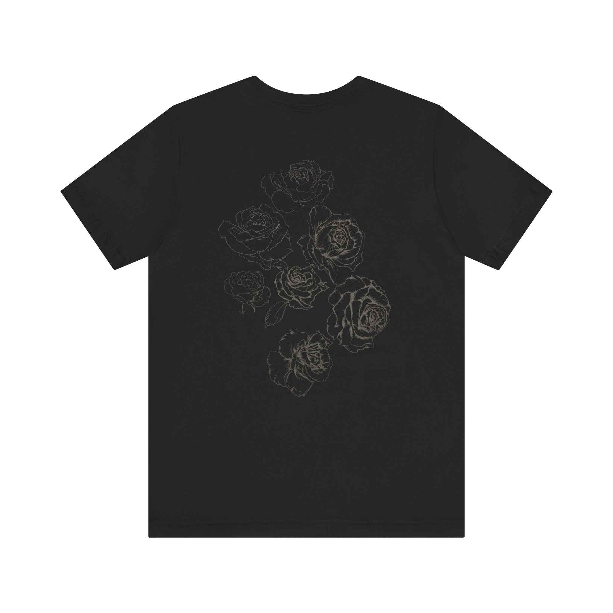 Floral Sketch Tee — Minimal Rose Line Art Short Sleeve T-Shirt