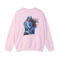Blue Embrace Couple Art Back Print - Crewneck Sweatshirt