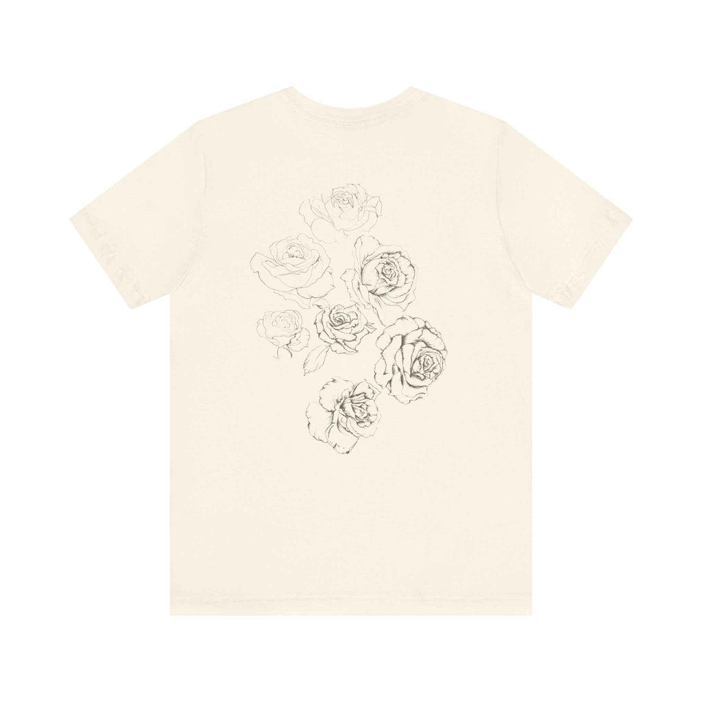 Floral Sketch Tee — Minimal Rose Line Art Short Sleeve T-Shirt