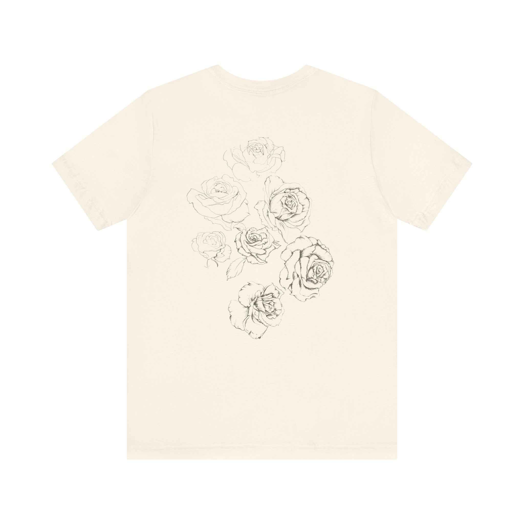 Floral Sketch Tee — Minimal Rose Line Art Short Sleeve T-Shirt