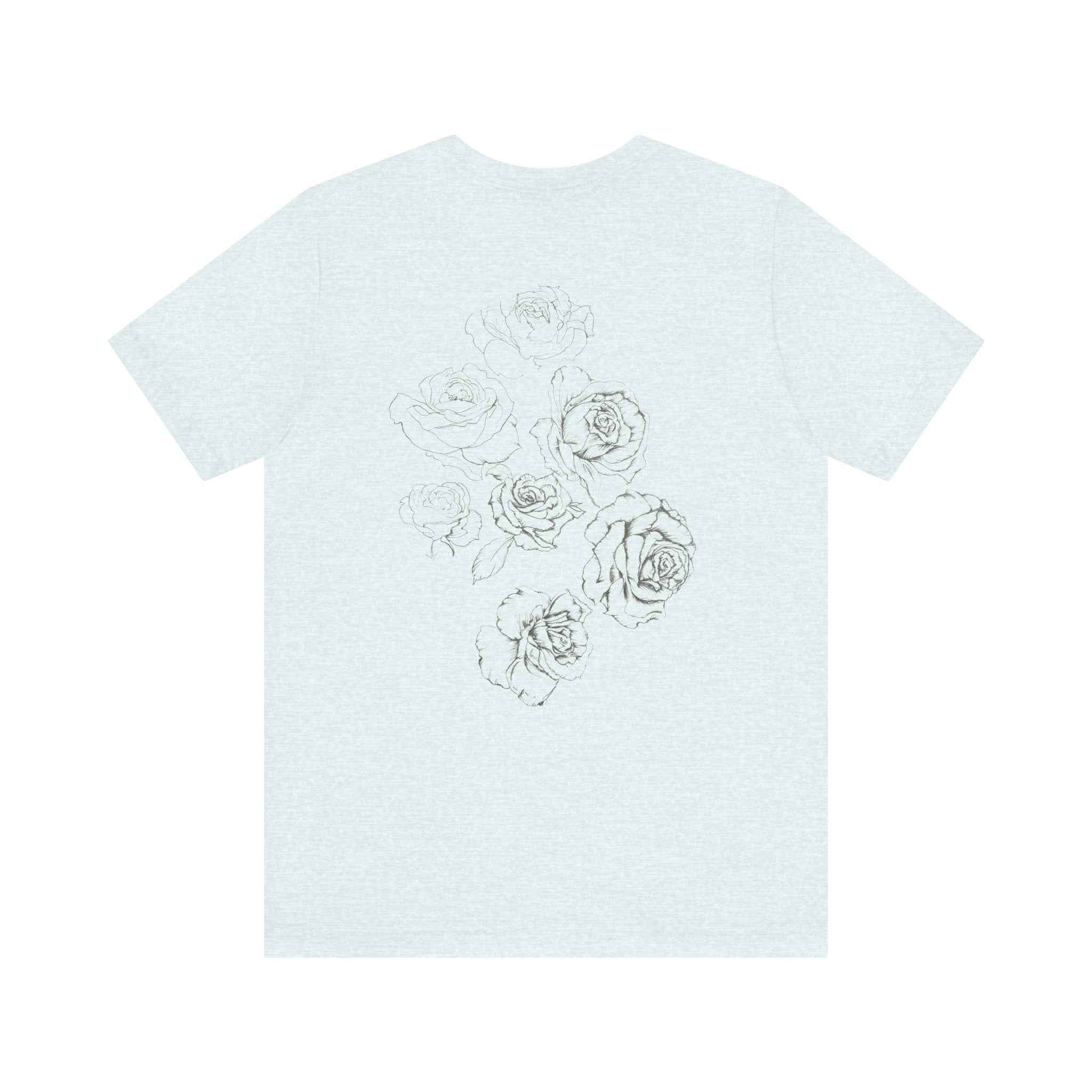 Floral Sketch Tee — Minimal Rose Line Art Short Sleeve T-Shirt