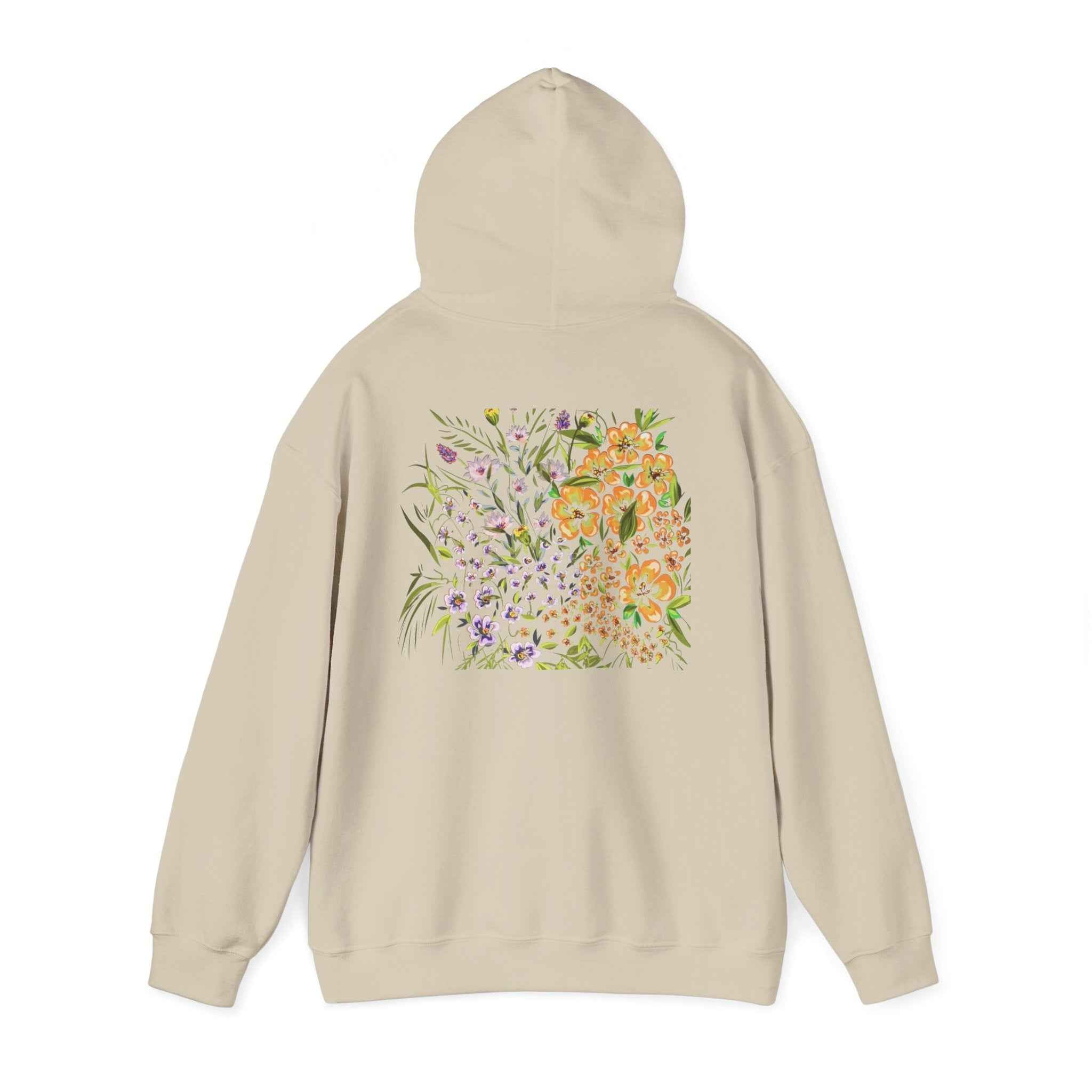 Floral Field Hoodie — Watercolor Wildflower Garden Pullover