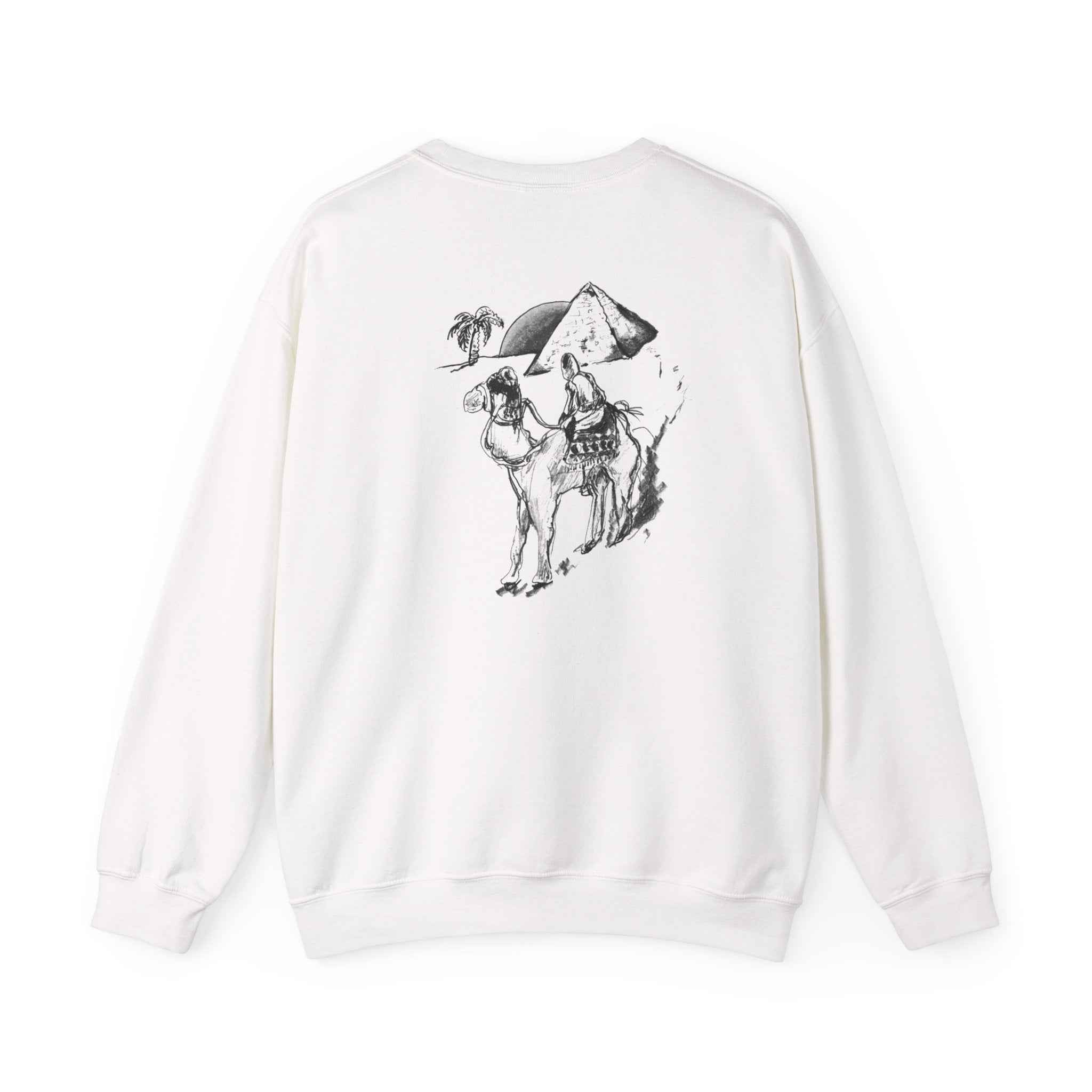 Camel & Pyramid Crewneck Sweatshirt – Desert Sketch Graphic Crew