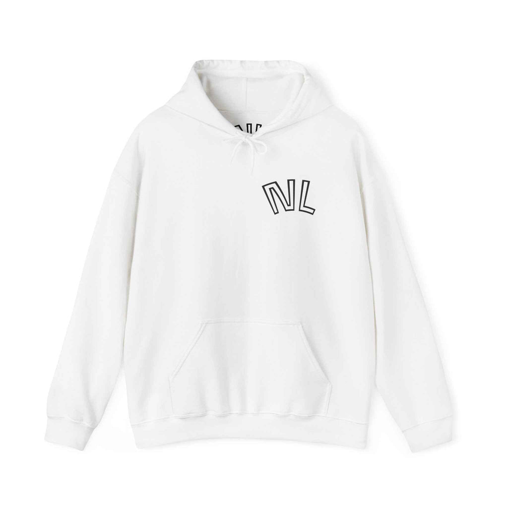 Scenic Ink Nature Hoodie — Minimal Lake & Mountains Graphic