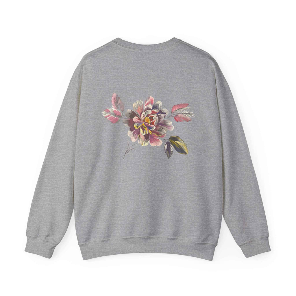 Floral Watercolor Crewneck Sweatshirt — Soft Pastel Blossom Backprint