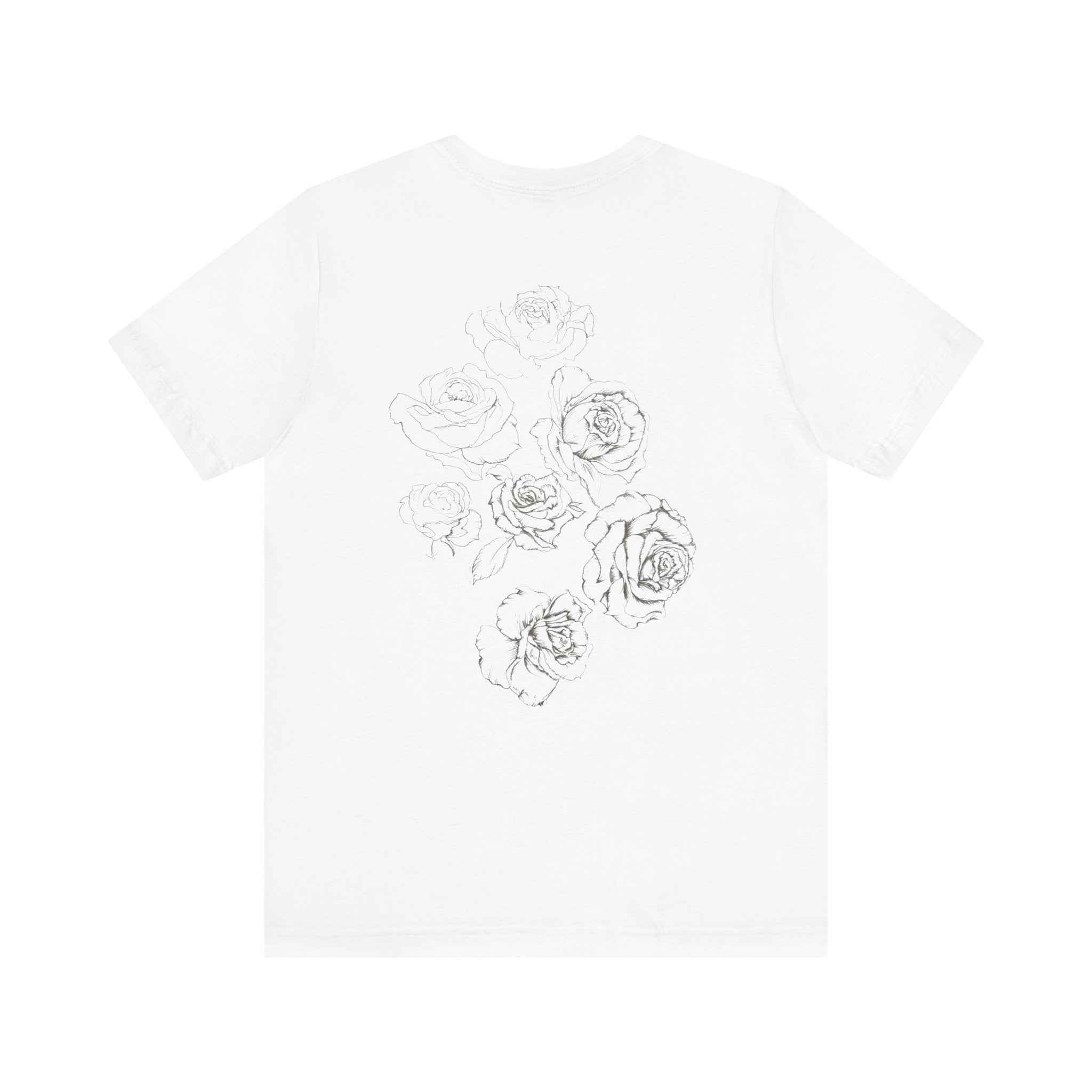 Floral Sketch Tee — Minimal Rose Line Art Short Sleeve T-Shirt