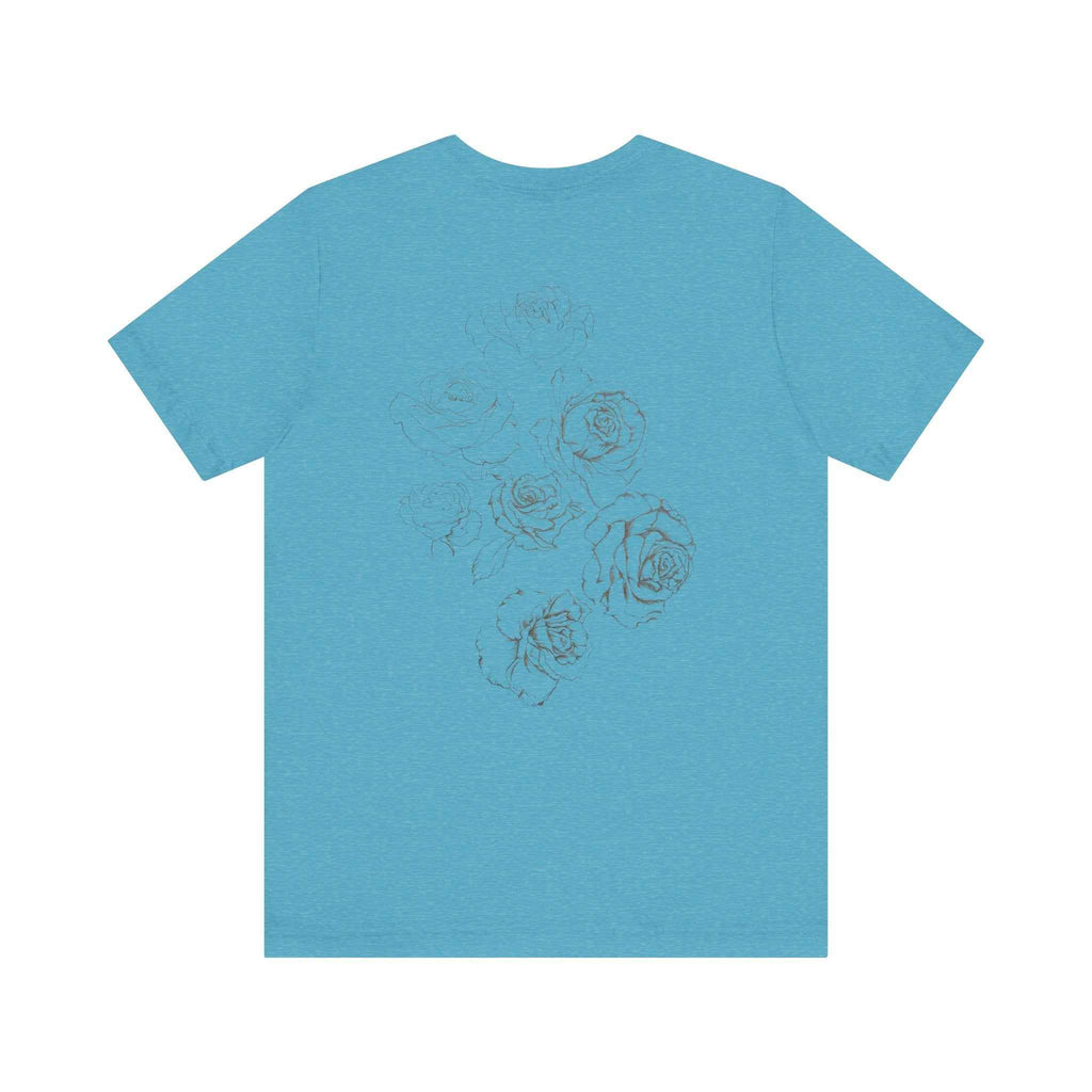 Floral Sketch Tee — Minimal Rose Line Art Short Sleeve T-Shirt