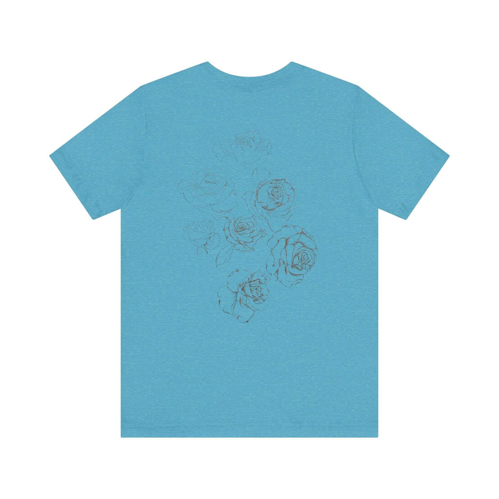 Floral Sketch Tee — Minimal Rose Line Art Short Sleeve T-Shirt