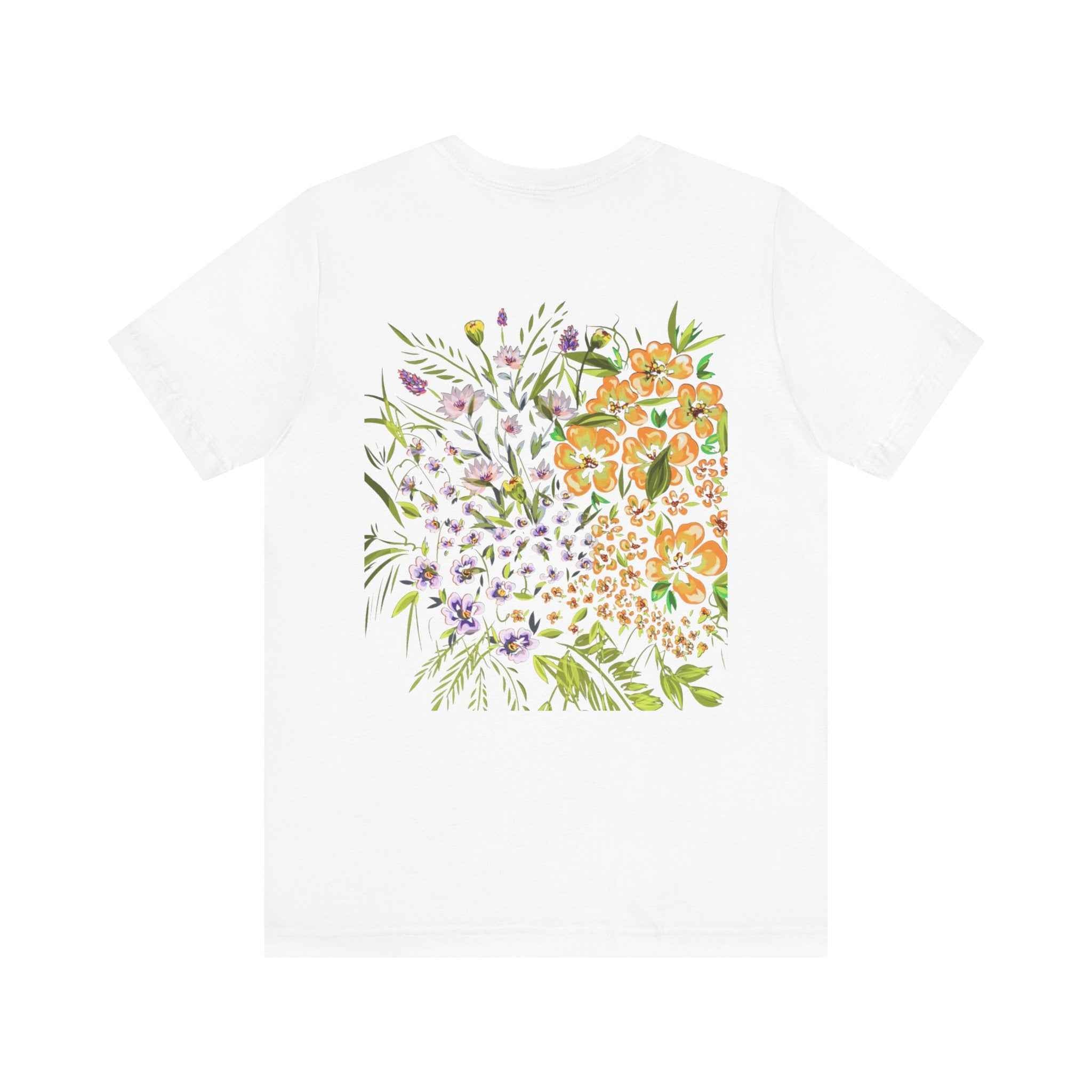 Floral Meadow Tee — Watercolor Wildflower Back Print T-Shirt