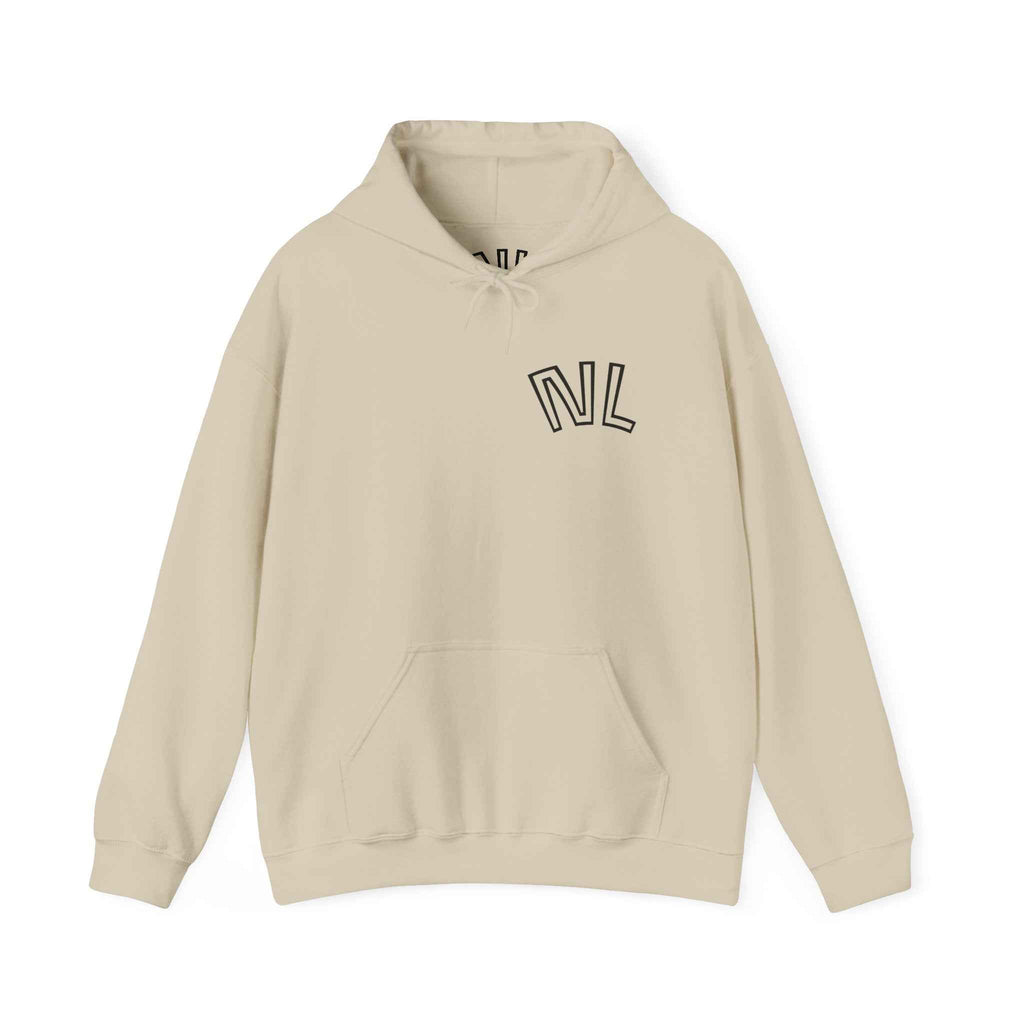 Scenic Ink Nature Hoodie — Minimal Lake & Mountains Graphic
