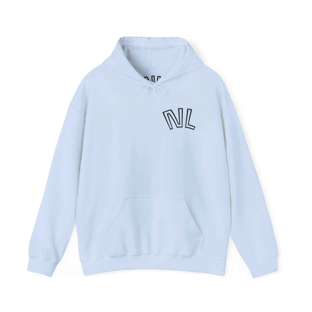 Floral Sketch Hoodie — Minimal Rose Back Print with Chest Logo — NL