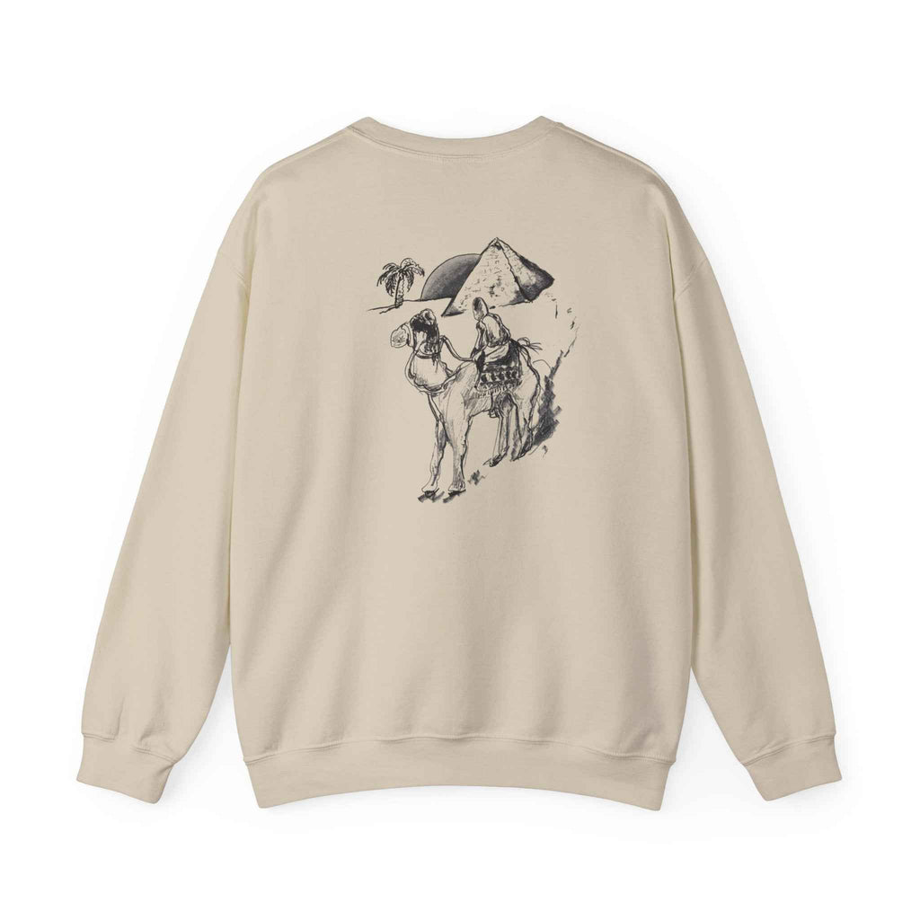 Camel & Pyramid Crewneck Sweatshirt – Desert Sketch Graphic Crew
