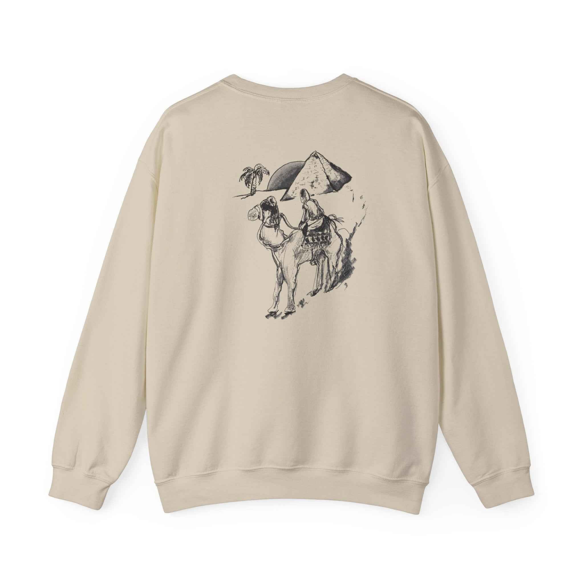 Camel & Pyramid Crewneck Sweatshirt – Desert Sketch Graphic Crew