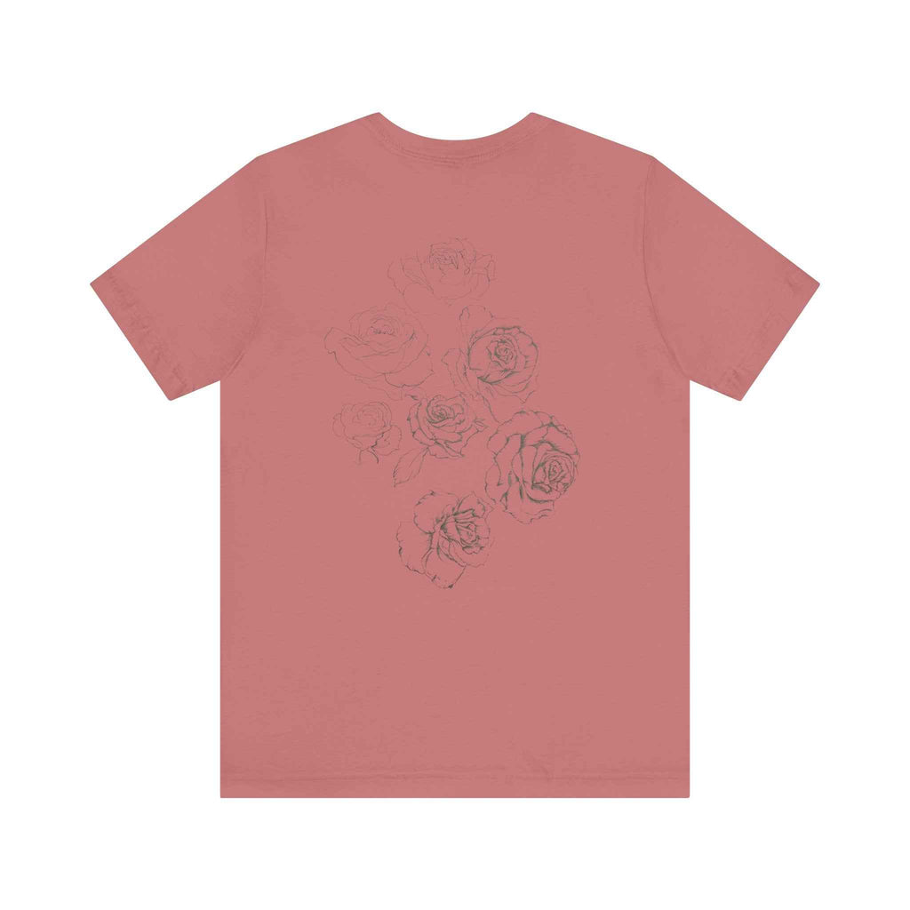 Floral Sketch Tee — Minimal Rose Line Art Short Sleeve T-Shirt