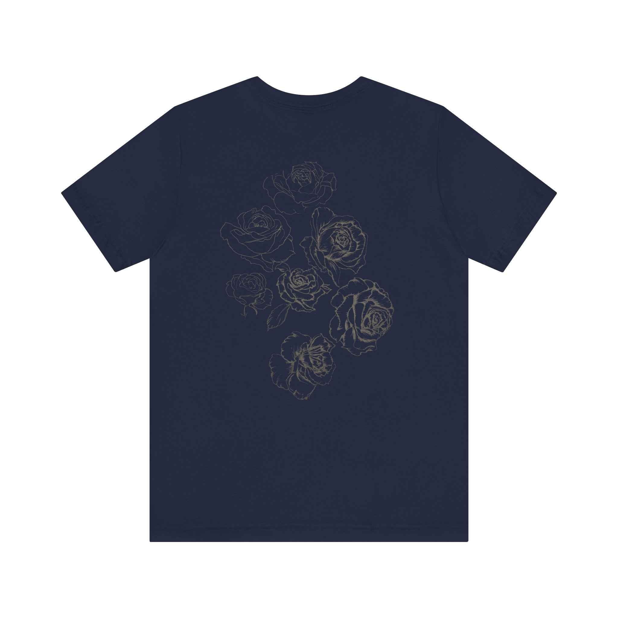 Floral Sketch Tee — Minimal Rose Line Art Short Sleeve T-Shirt