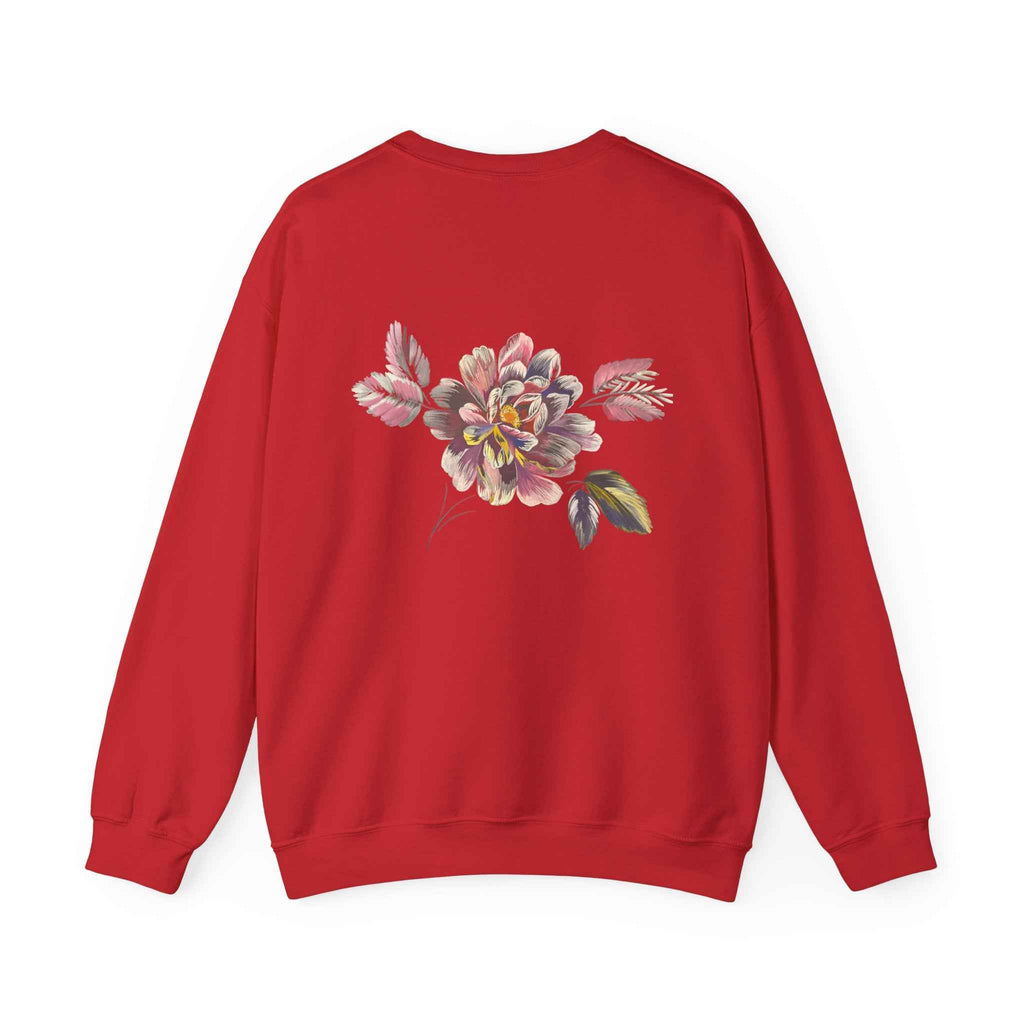Floral Watercolor Crewneck Sweatshirt — Soft Pastel Blossom Backprint