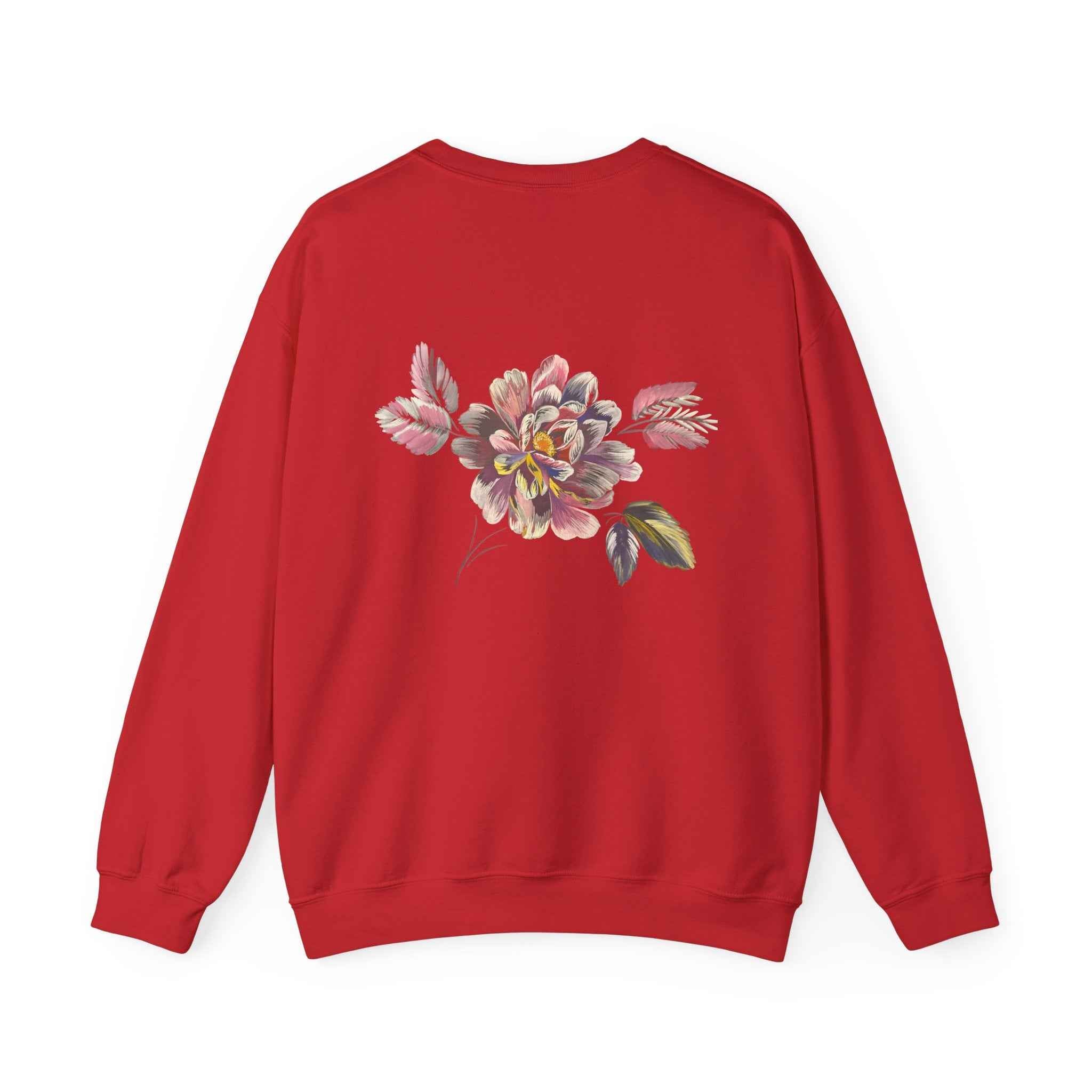 Floral Watercolor Crewneck Sweatshirt — Soft Pastel Blossom Backprint